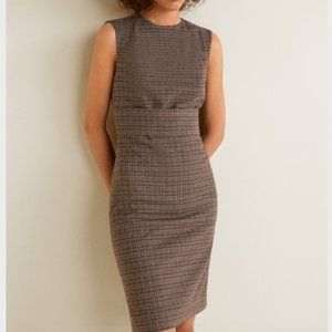 Mango checkered pinafore dress,  brown, SIZE 2/XS